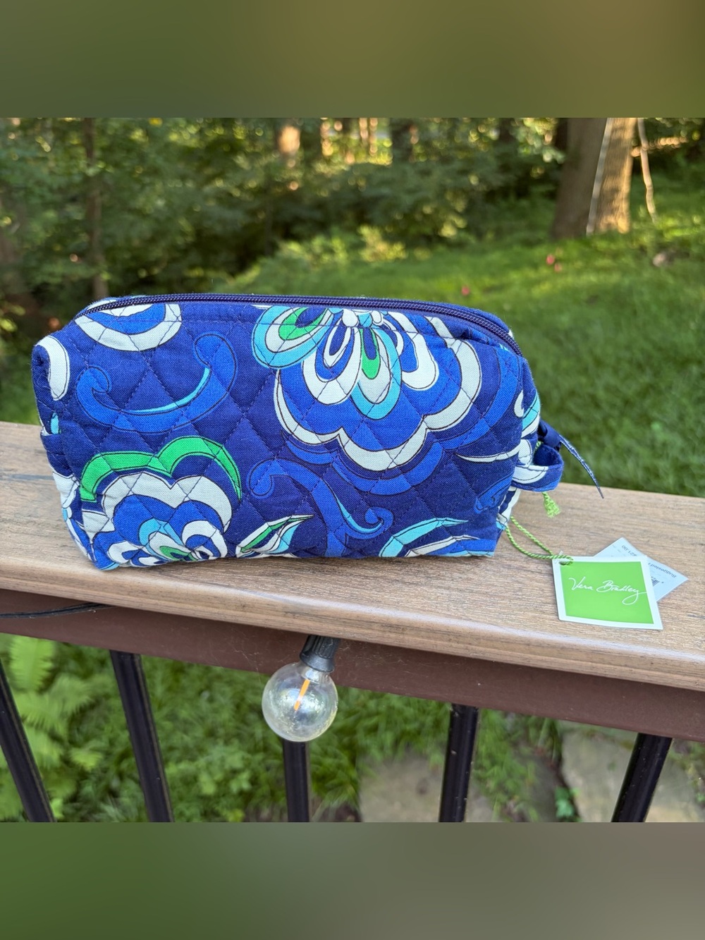 Vera Bradley Quilted and Lined Cosmetic Bag Retired Mediterranean Blue NWT